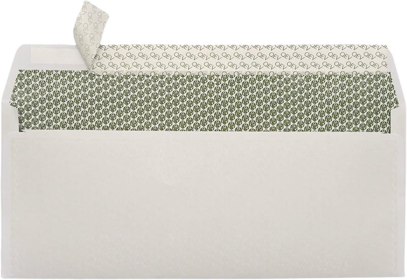 QEV 100 count #10 Self Seal Security Letter Size Envelopes, No. 10 or 4.1/8" x 9.1/2", 24 lb White Paper, Windowless - Image 5